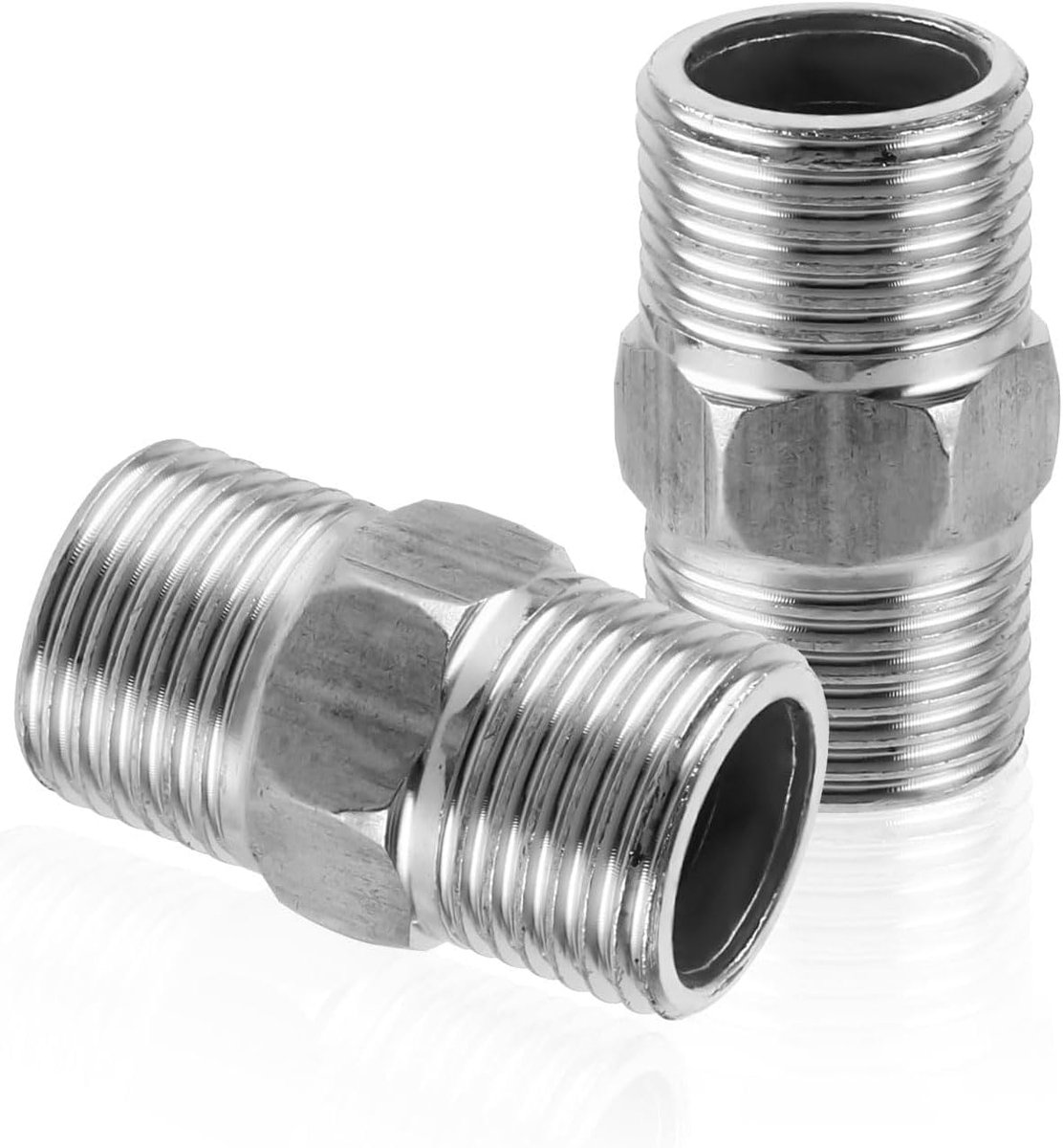 Dubbele nippel 1/2 inch - roestvrijstaal - verlenging draad buisaansluiting - geschikt voor water- en luchtleidingen - ShopVlot
