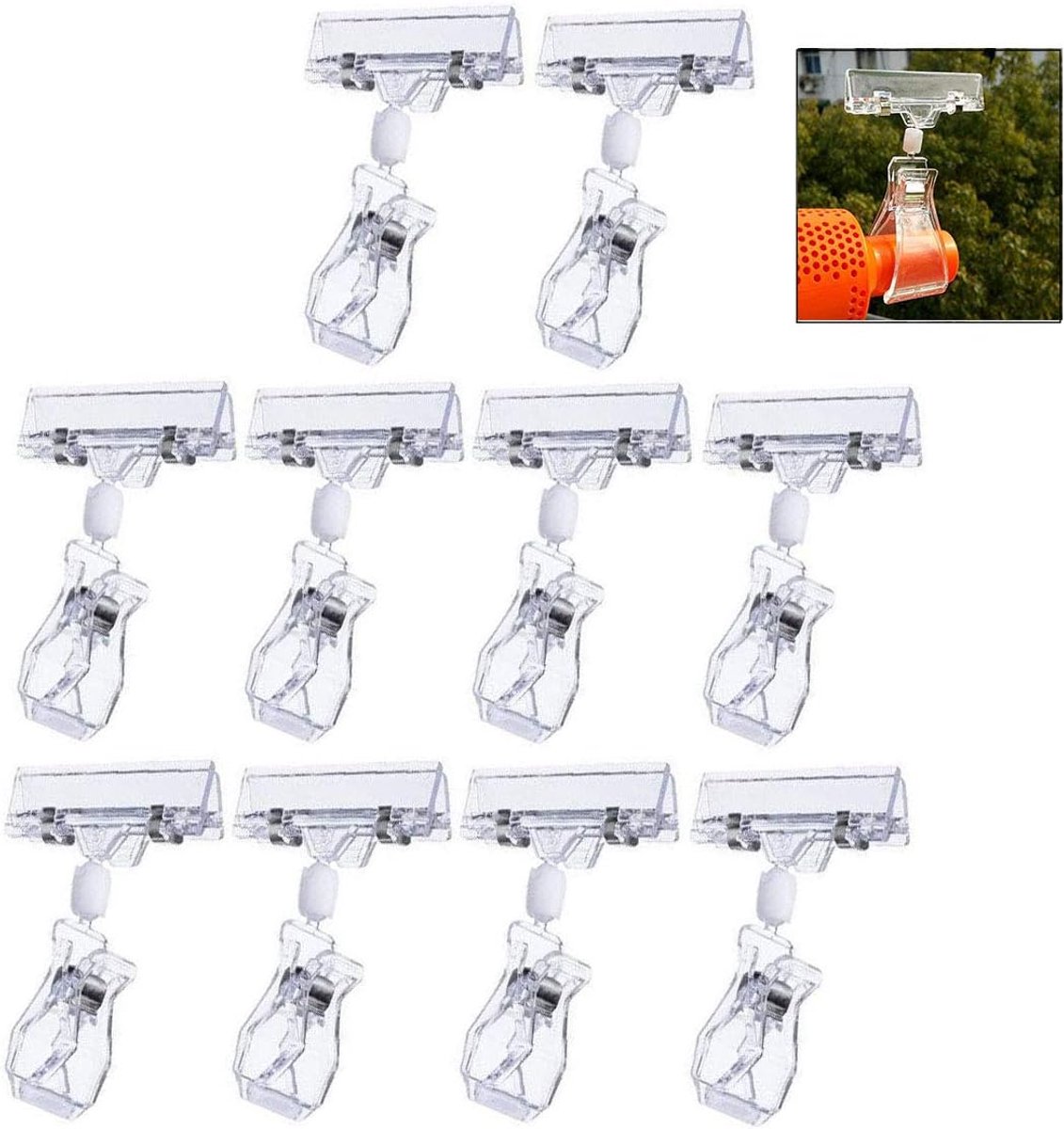 prijsdisplay clip 10 stuks - transparant - draaibaar ontwerp - ideaal voor winkelpresentatie - ShopVlot