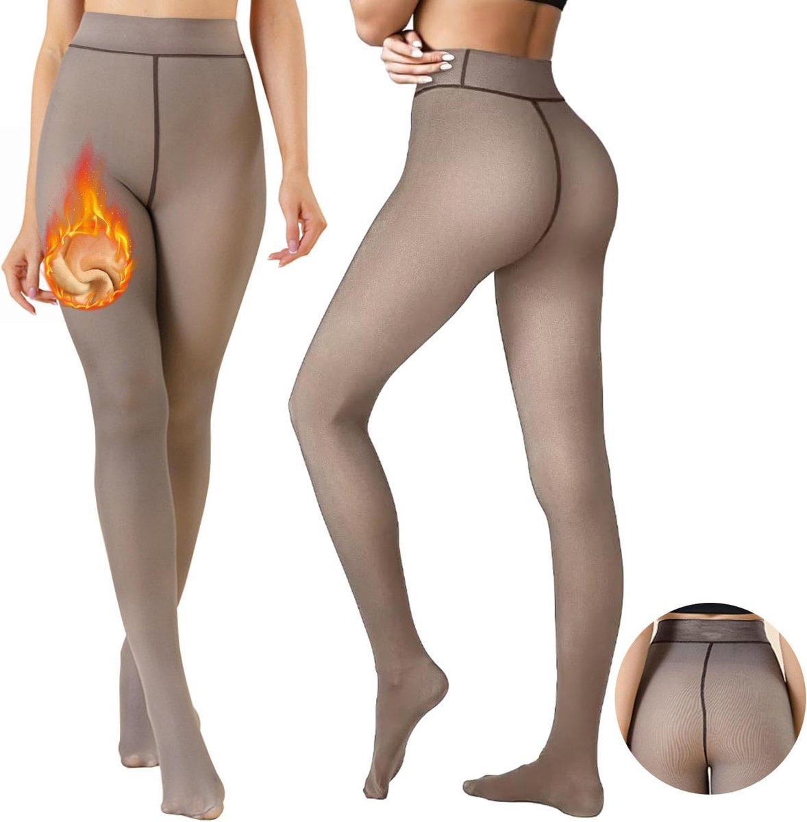 Thermoleggings dames - fleece binnenkant - transparant - hoge taille en warm in de winter - ShopVlot