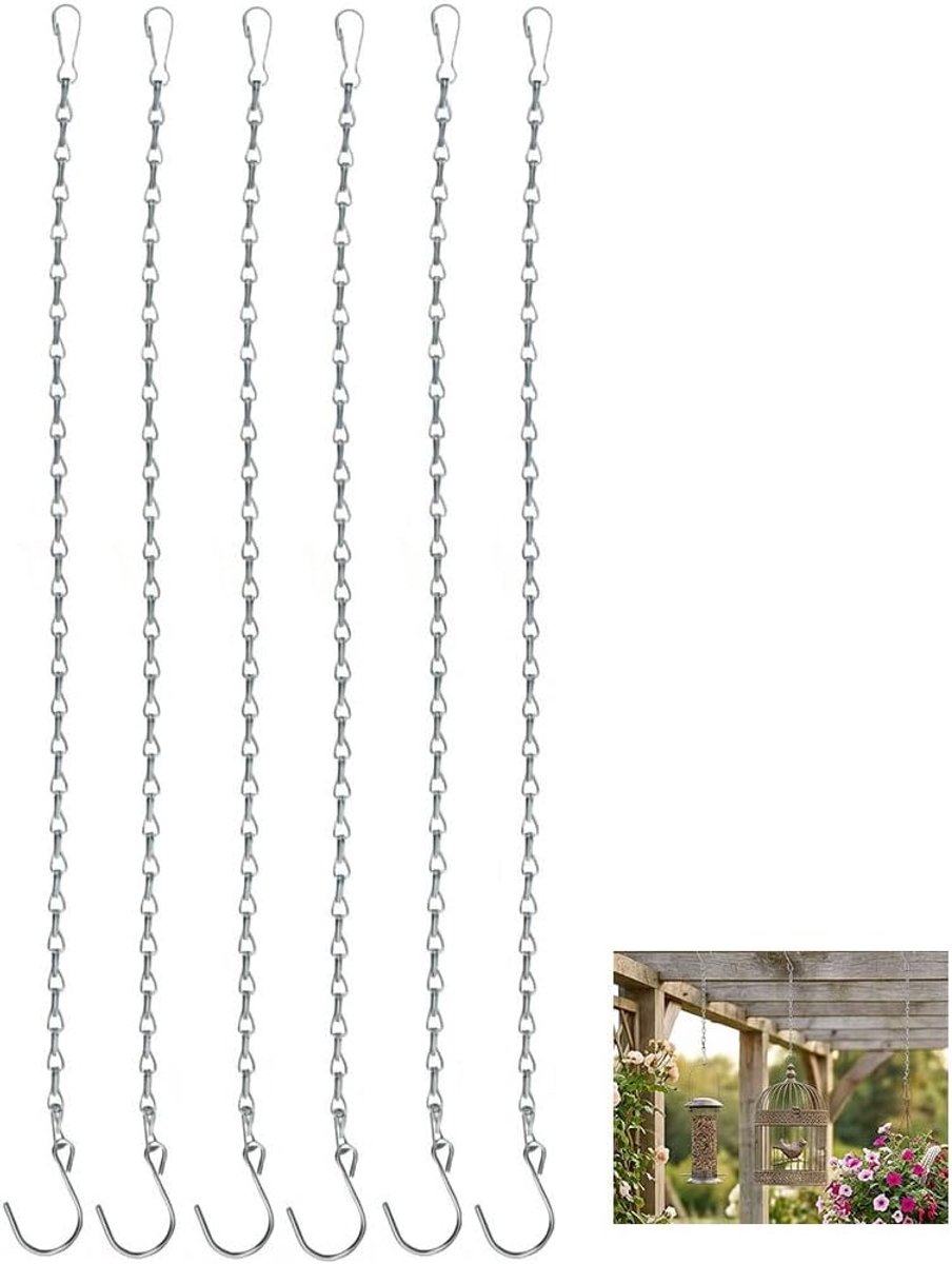 Hangkettingen voor buiten - set van 6 - zilverkleurig metaal - roestvrij en verstelbaar - elegant design - ShopVlot