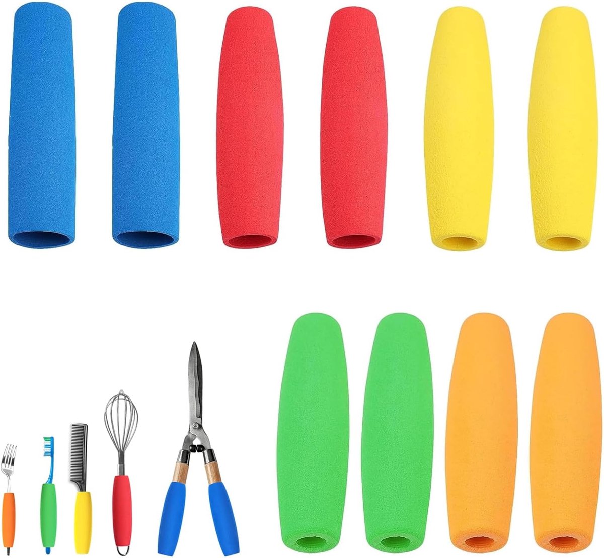 Schuimrubberen greepslangen set - 10 stuks - 5 maten - antislip - voor betere controle voor senioren - ShopVlot