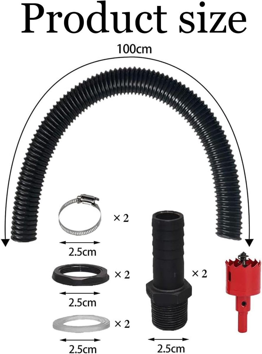 Aansluitslang 100cm - met tegenmoer - duurzaam rubber - eenvoudiger regenwater verzamelen - ShopVlot