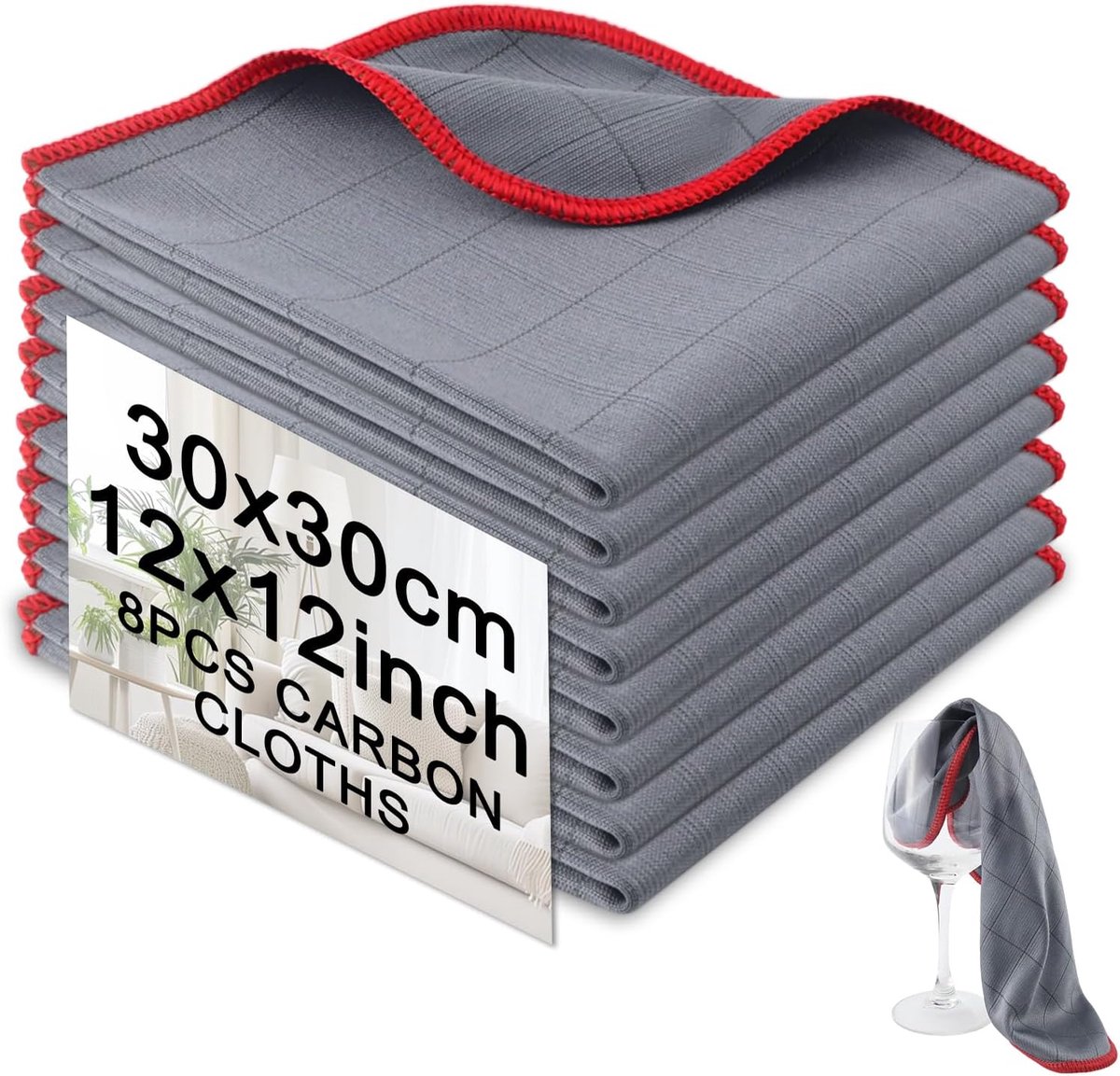 Microvezeldoeken 30 x 30 cm - Carbondoeken - Lintvrij - Streeploos schoon voor ramen - ShopVlot