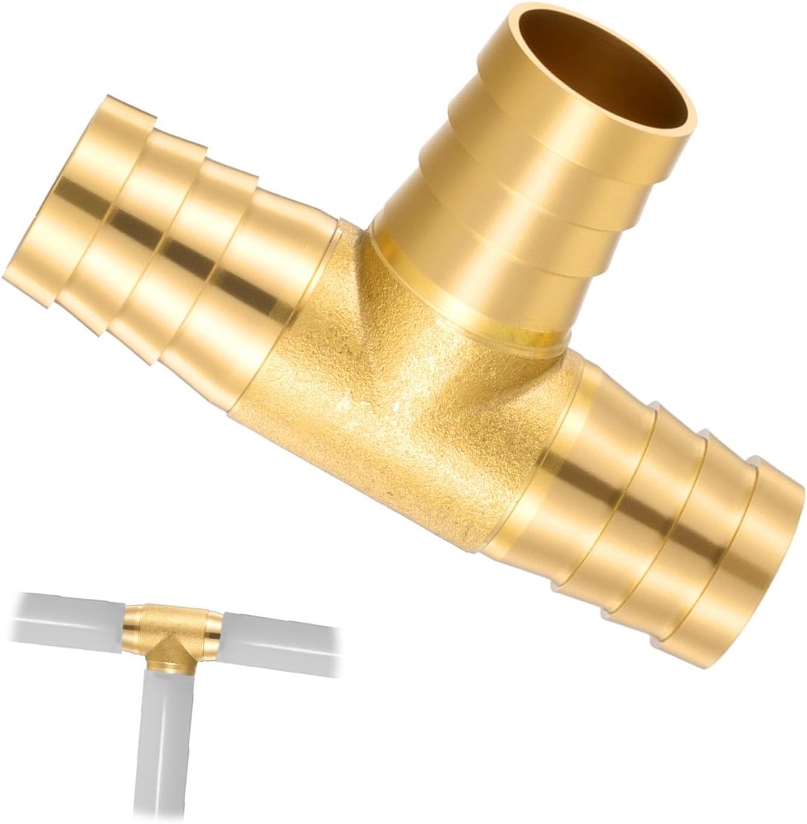 T-hose connector 19 mm - 3-weg messing verbinding - voor lucht, water, gas en olie - efficiënt aansluiten - ShopVlot