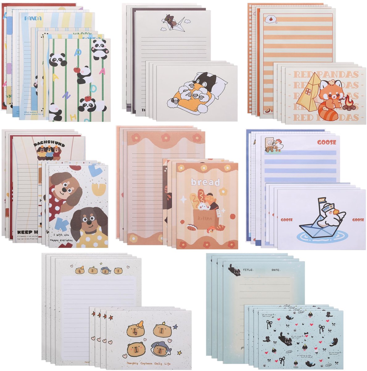 Solidchoice - Schrijfset met 32 Vellen Papier en Enveloppen in Schattige Cartoonstijl