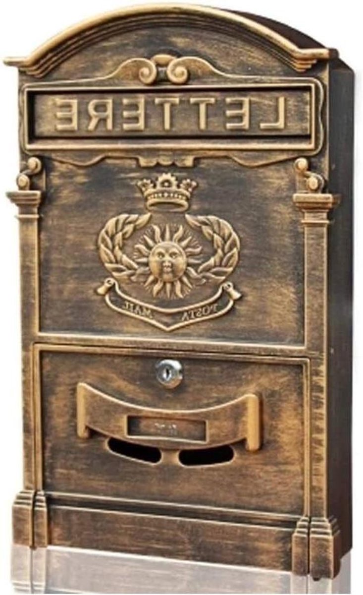 Brievenbus Buitenmuur - Wandbrievenbus Krantenbak - Post Ontvangen - Weerbestendig Aluminium - 9x41x26cm - Brons