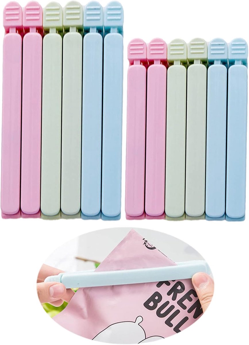 Pack of 12 Pocket Clips, Plastic Sealing Clips, Sealing Clamp for Kitchen, Food, Bag, Airtight Storage and Freezing - ShopVlot