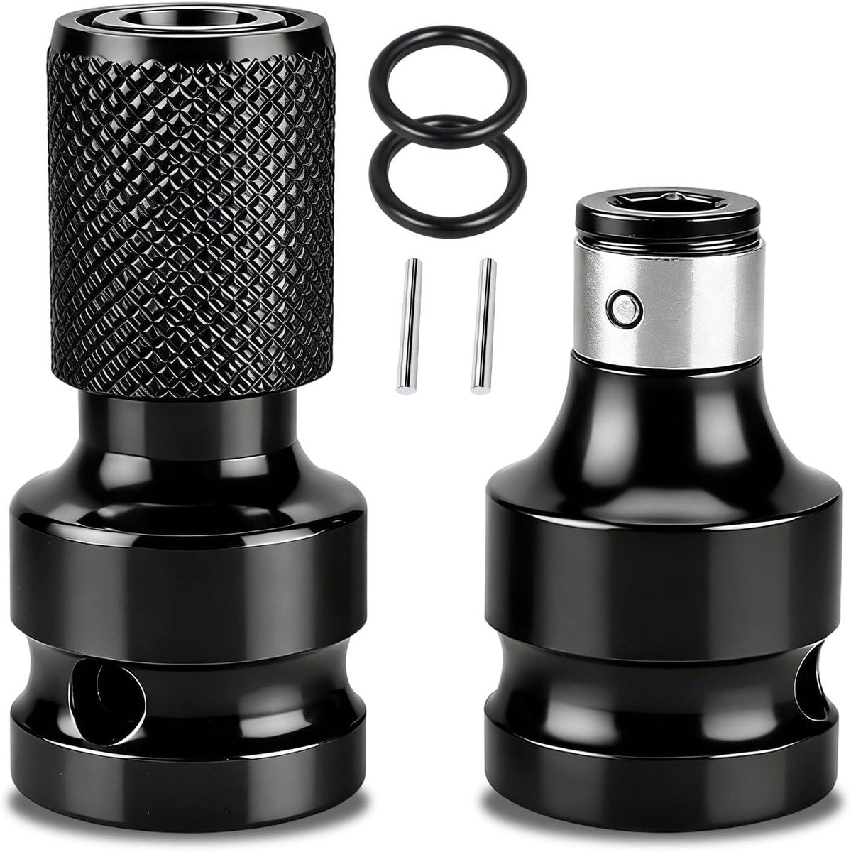 Impact Screwdriver, 2-Piece, Bit Holder, Adapter 1/2 Inch (12.5 mm) Square to 1/4 Inch (6.35 mm) Hexagon for Impact - ShopVlot