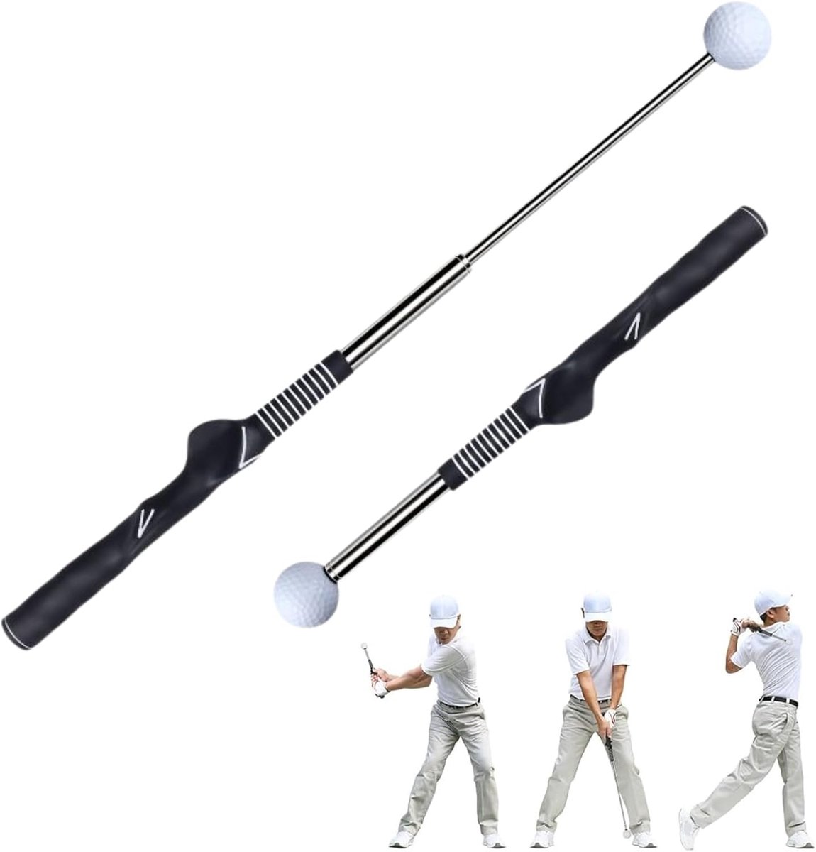 Retractable Golf Swing Trainer, Portable Telescopic Wave Grip and Swing Training Device, Strength and Tempo Training - ShopVlot