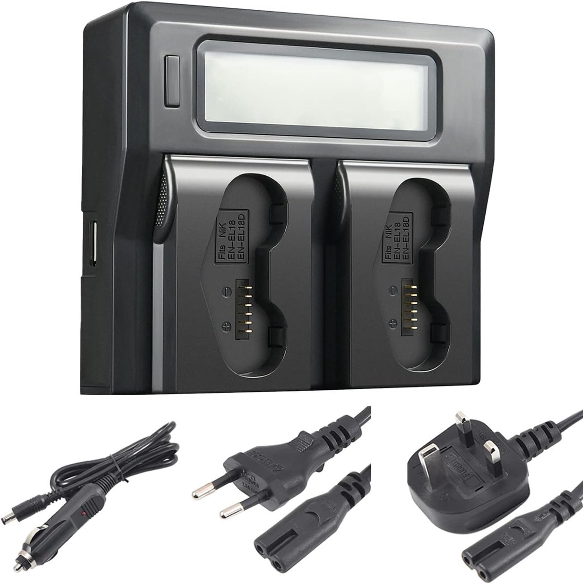 DSTE 1.5A Dual Charger Compatible with Nikon EN-EL18, EN-EL18d, D4, D4S, D5, D6, Z9 - ShopVlot
