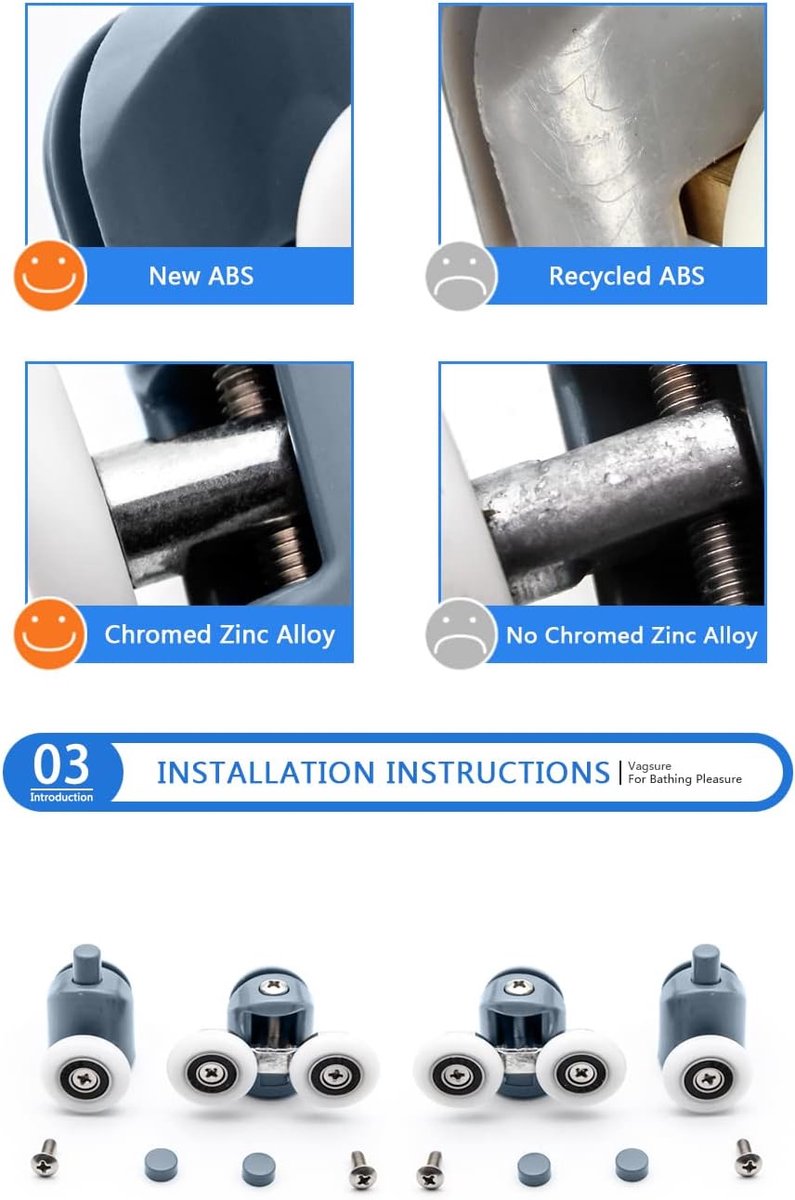 Double Ball Bearings for Shower Cubicles, Diameter 23 mm, Bathroom Roll Spare Parts (23mm) - ShopVlot