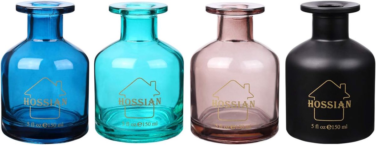 HOSSIAN 5 fl oz Glass Diffuser Bottles - Reed Diffuser Bottles- Fiber Sticks Diffuser Bottles (4X3.9 Inch) - ShopVlot