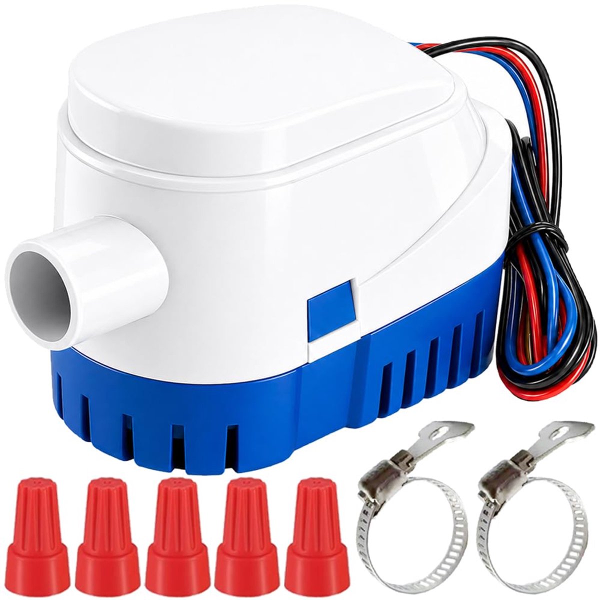 Bilgenpomp, 12 V, 1100 GPH, dompelwaterpomp voor boten met kabelconnectoren voor boten - ShopVlot
