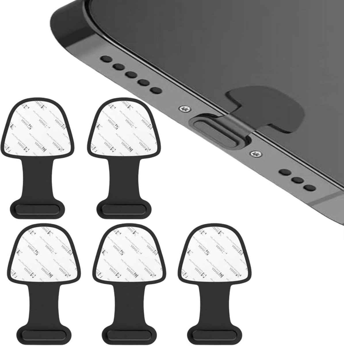 5-piece set with removable self-adhesive phone dust plug, dust connection plug, protective cover, silicone plug - ShopVlot