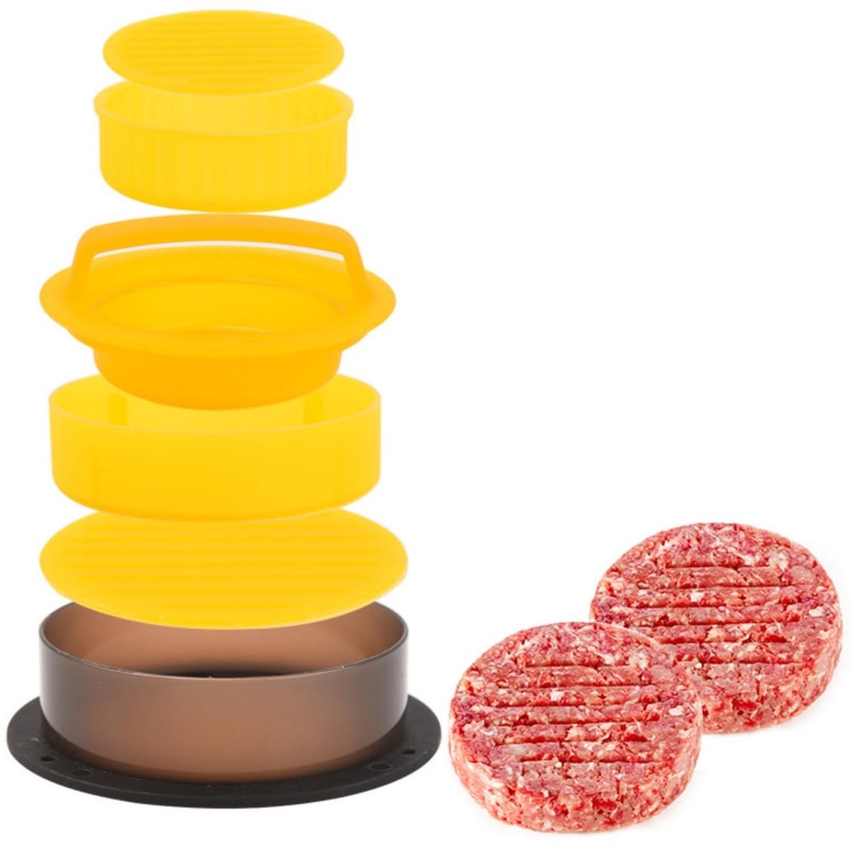 Hamburger Press Set - Non-Stick - Professional Burger Press for Yummy Burgers - 2 Sizes - Yellow, Dishwasher Safe - ShopVlot