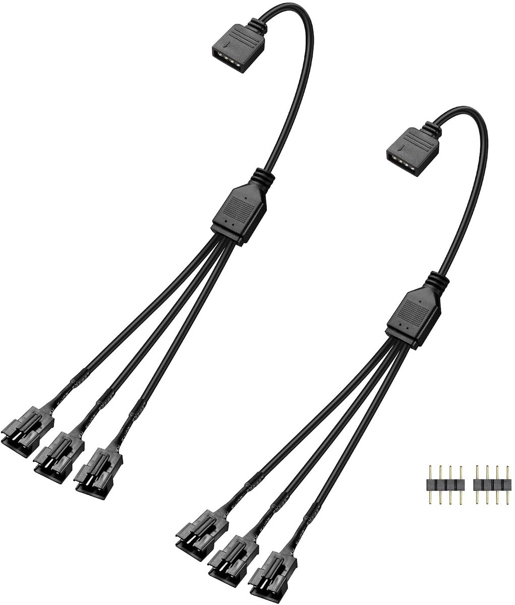 GINTOOYUN 2pcs 1 to 3 ARGB 12V 4 Pin Bus to 3 SM 4 Pin Splitter Cable RGB Splitter Cable for LED Light Strips 12V ARGB - ShopVlot