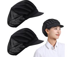 Risipu 2 Pieces Elastic Chef Hat for Women and Men, Adjustable Dustproof Work Hat with Brim, for Kitchen and Restaurant - ShopVlot