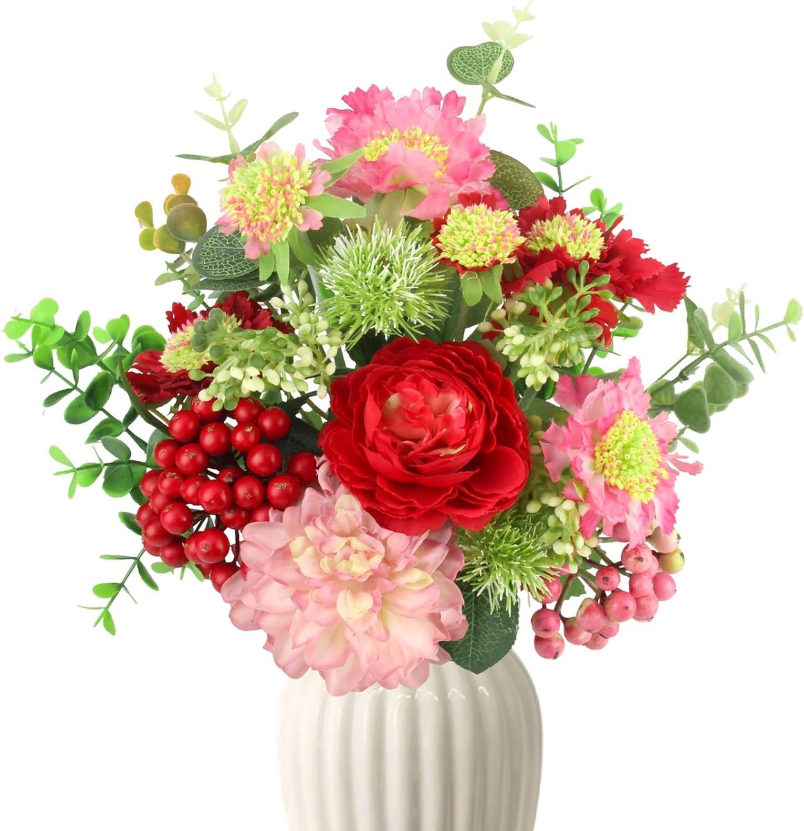 17 stuks kunstbloemen als echt rood kunstbloemenboeket kunstbloemen zijden bloemen als echte decoratieve bloemen - ShopVlot