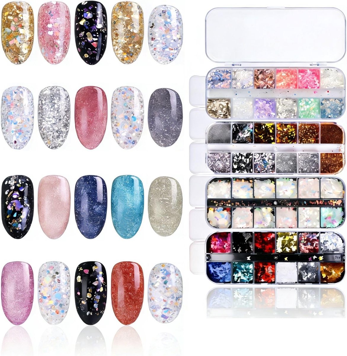 Gold Leaf Nail Sequins Glitter 48 Colours Nail Sequins Glitter Nail Art Rhinestones Glitter for Festival Decoration - ShopVlot