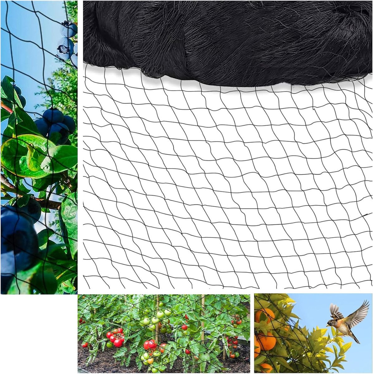 15m x 15m bird protection net black - Chicken Net, Aviary Net, Reusable (5 x 5 cm Mesh with Large Holes) - ShopVlot