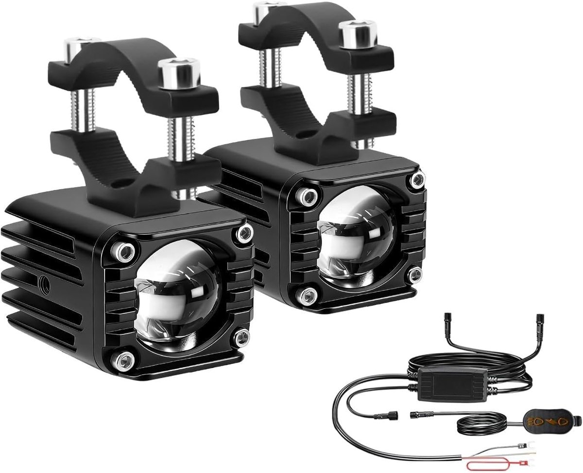 Additional Motorcycle Headlight, 80 W, Adjustable Fog Lights, IP68 Waterproof, Off-Road Driving Lights for Night - ShopVlot