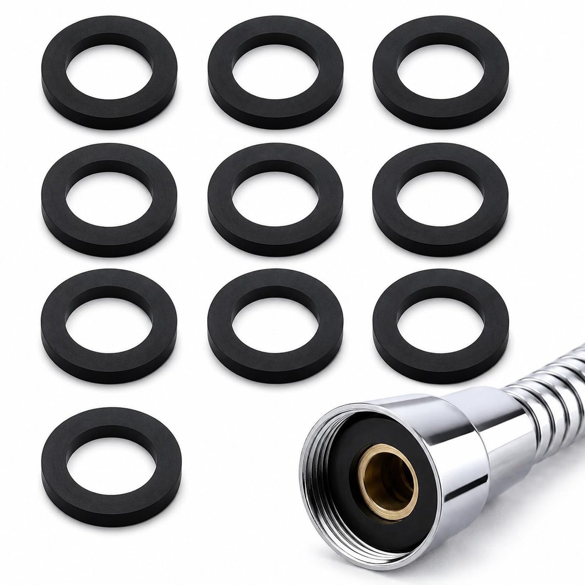 Pack of 10 shower head sealing rings, 3/4 inch shower head seal, plastic replacement seals for waterproof connection - ShopVlot