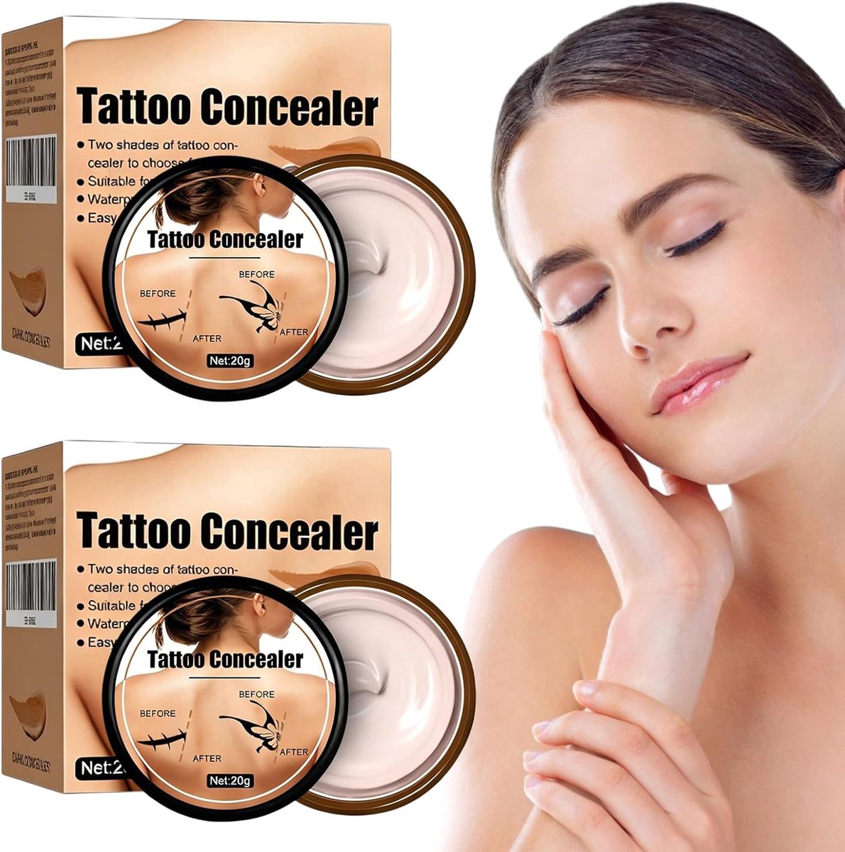 2 stuks make-up tatoeages voor het afdekken van tatoeages met natuurlijke ingrediënten, uitstekende water- en - ShopVlot