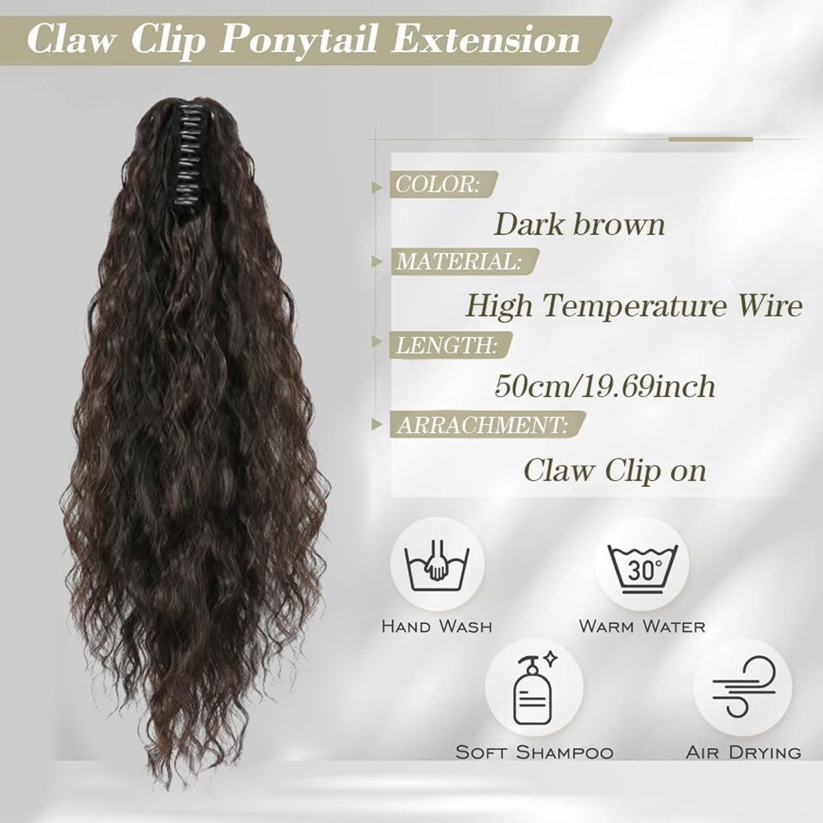 Ponytail extension 50 cm - echt haar - volumineuze corn wave - eenvoudig te bevestigen - ShopVlot