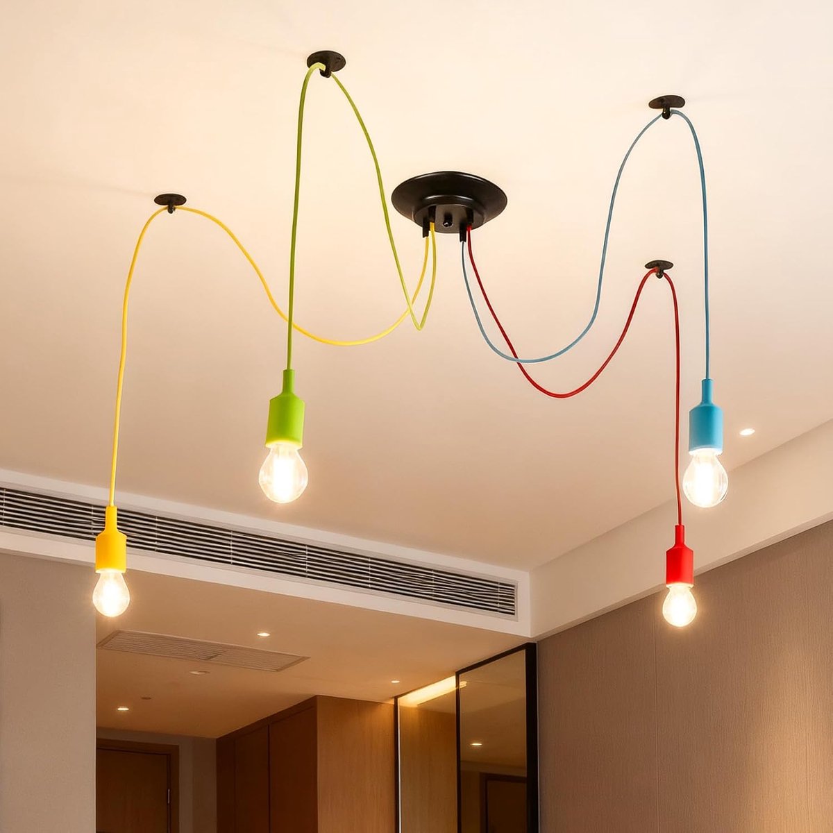 Hanglamp met 4 lampen - vintage kroonluchter - verstelbare E27 lampen - sfeervolle verlichting voor eettafel - ShopVlot