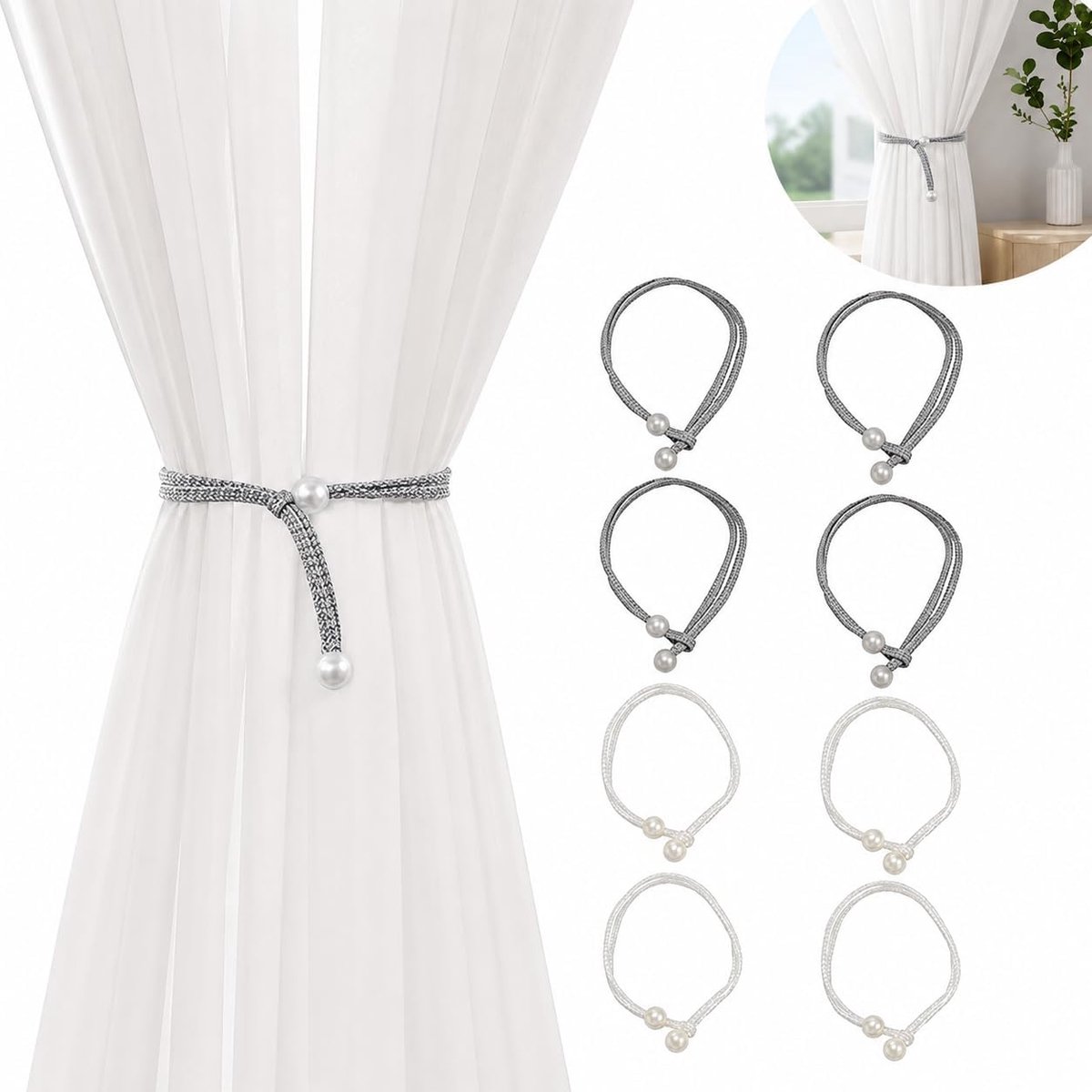 Gordijnbinders 45cm - Decoratieve Parels - Elegant Design voor Woonkamer en Slaapkamer - ShopVlot