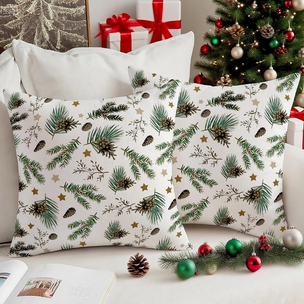 Kussenhoes 45x45cm - Groene Fluwelen Kerst Decoratie - Set van 2 - Perfect voor Woonkamer - ShopVlot