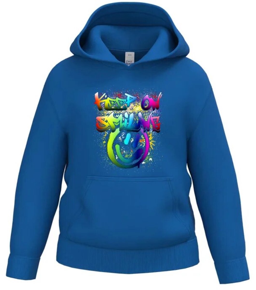 Hoodie Keep on Smiling - Blauw - 146/152