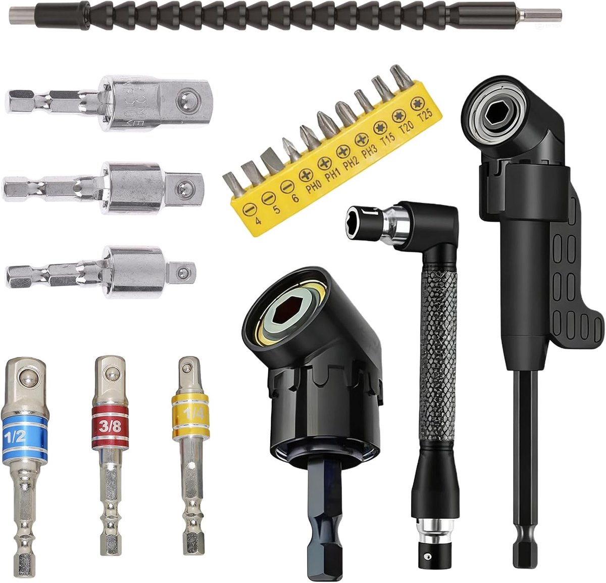 Haakse schroevendraaieropzetstukken 20 stuks - 105° hoekopzetstuk - multisize set - veelzijdig gebruik - ShopVlot