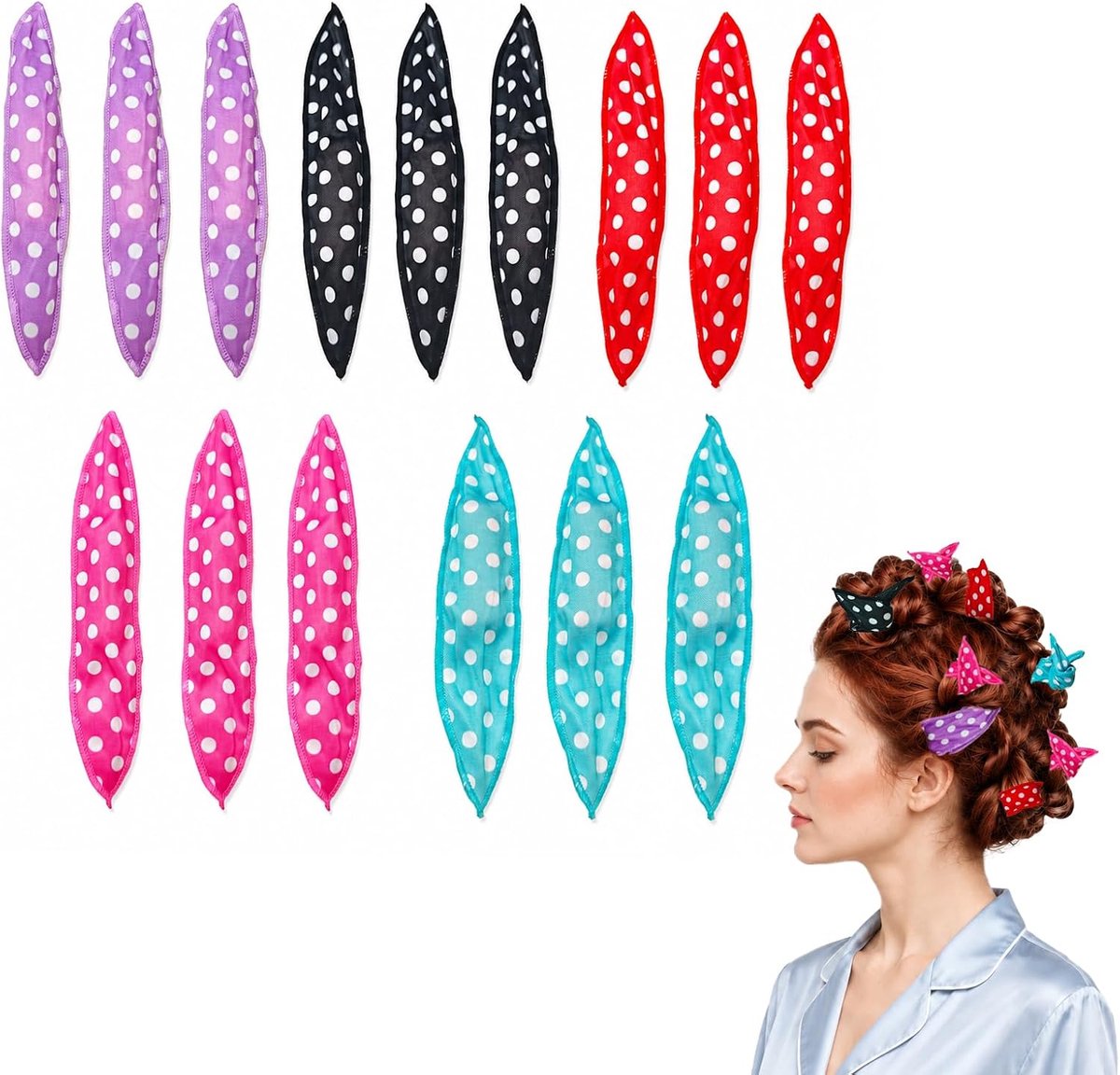 15 stuks krulspelden zonder hitte, flexibel, zacht (meerkleurig) - ShopVlot