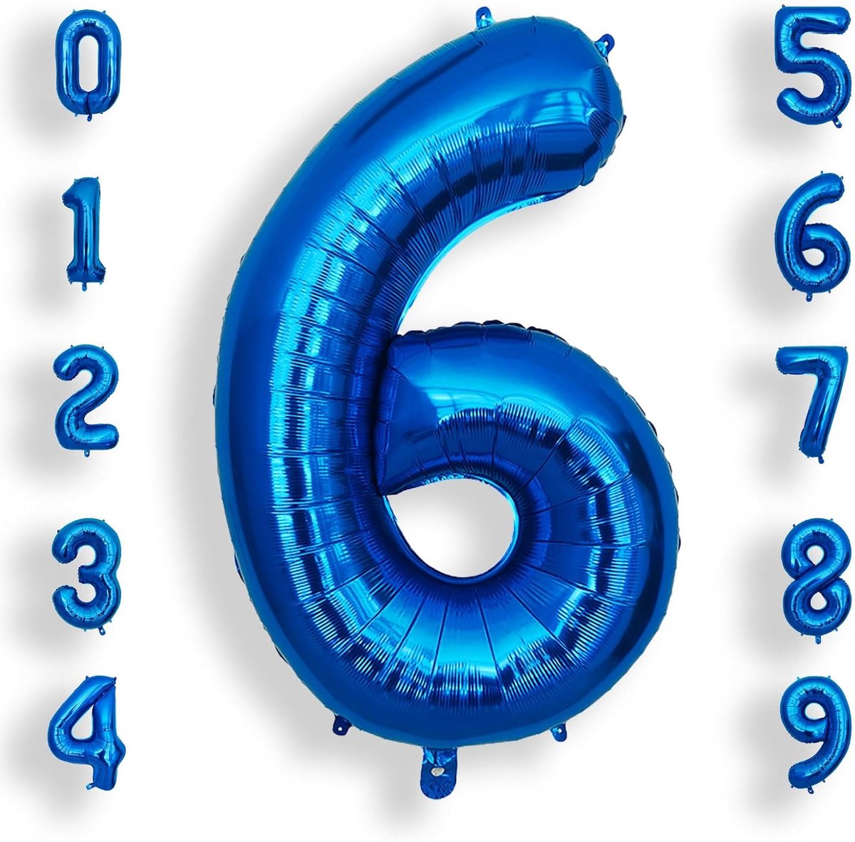 Cijferballon 6 Blauw - XXL 101cm Folie - Helium Ballon voor Verjaardag - Opvallende Decoratie - ShopVlot
