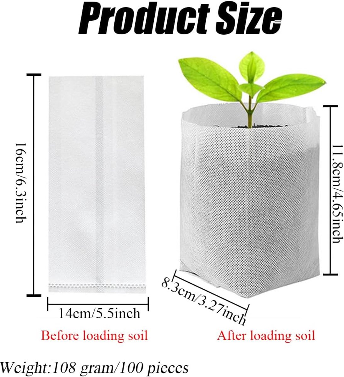 Plantenkwekerij zakken 5.5x6.3 inch - witte niet-geweven stof - 100 stuks - ShopVlot