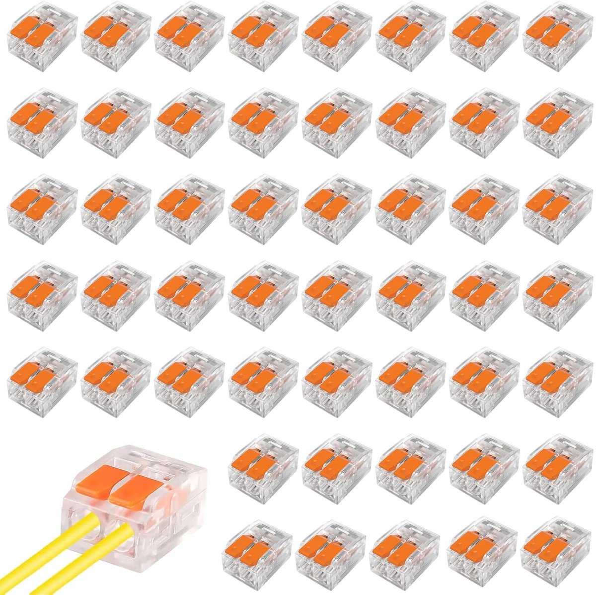 Kabelverbinders 2-polig - klemmen tot 4 mm² - vlamvertragend polycarbonaat - voor elektrische toepassingen - ShopVlot