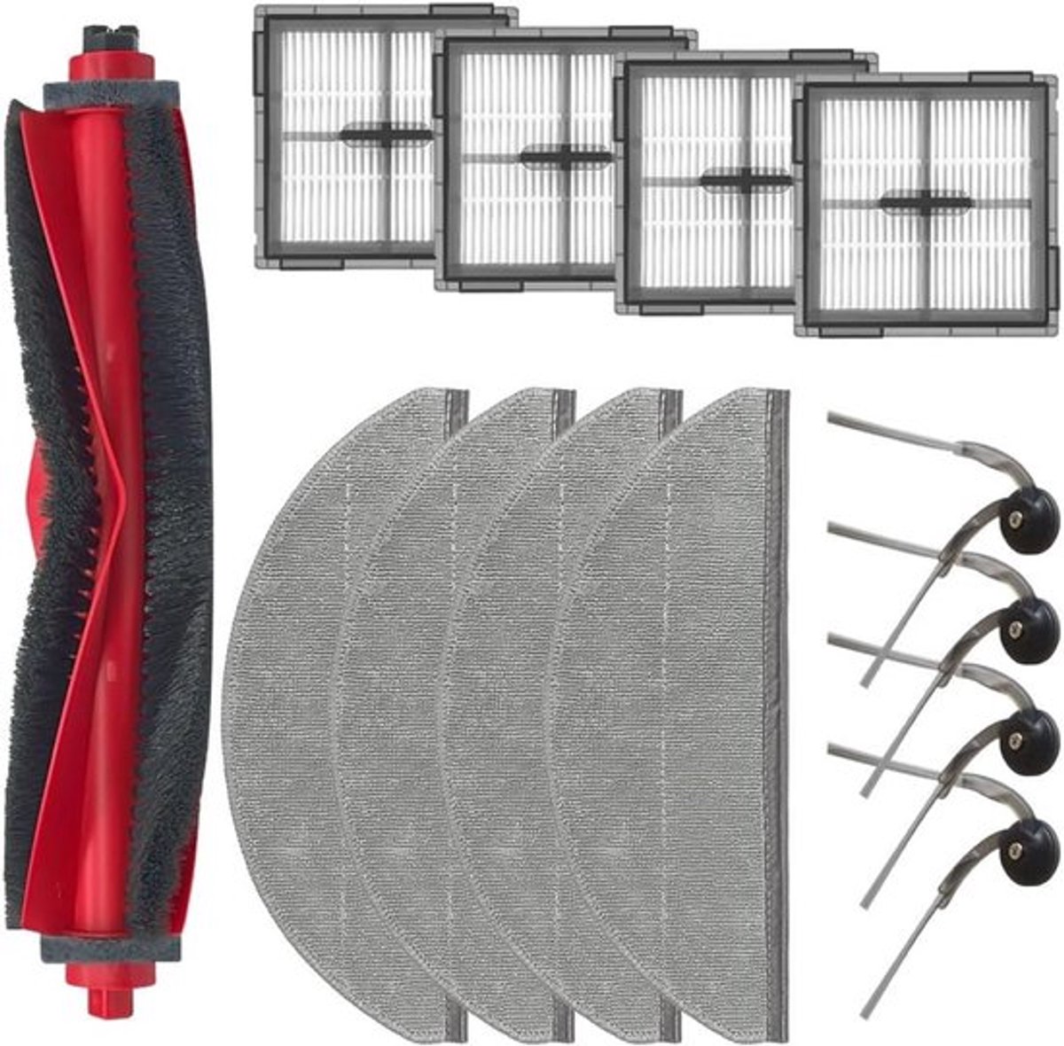 13 stuks vervangende accessoires geschikt voor Roborock Q10 VF+/PF robotstofzuiger - 1 hoofdborstels, 4 zijborstels, 4 HEPA-filters, 4 dweilpads