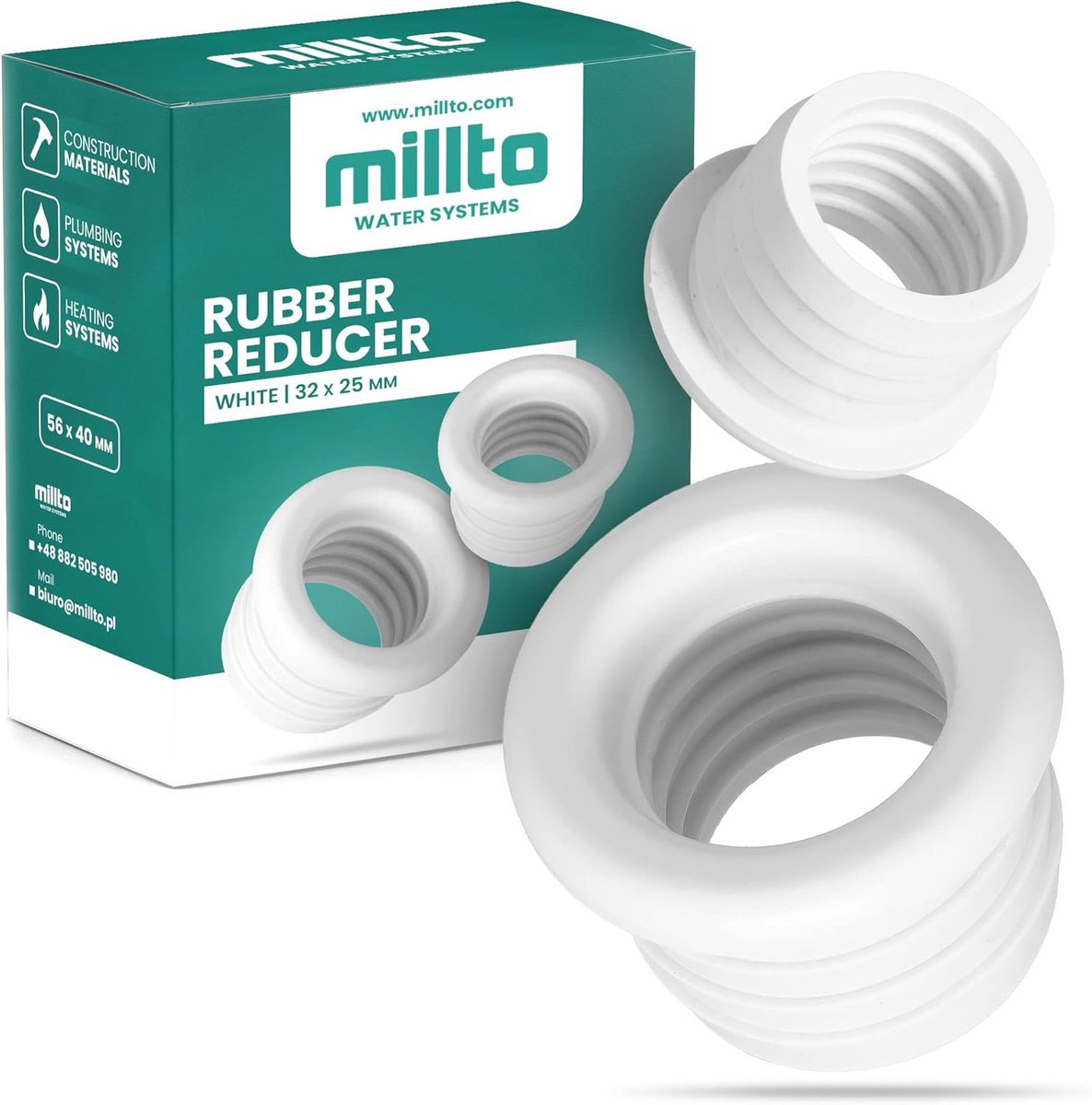 Reducer 32 x 25 mm - rubber - flexibele aansluiting - lekdicht en duurzaam - ShopVlot