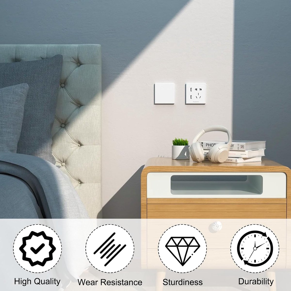 Blinddeksel socket 8,6x8,7 cm - Recessed cover - Wit - Voor het verbergen van ongebruikte schakelaars - ShopVlot
