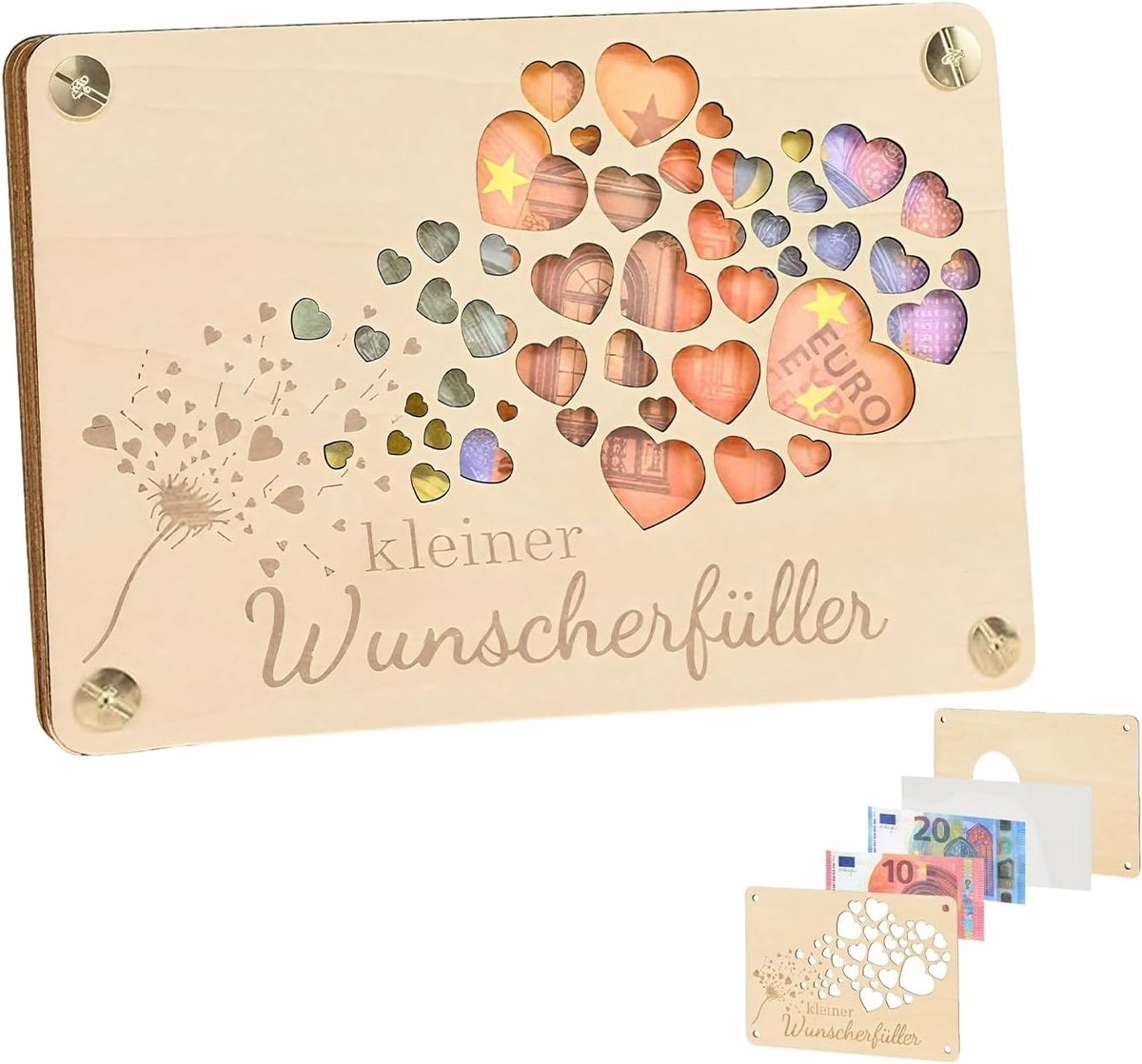 Houten Geldcadeau, Kleine Verjaardagskaart, Originele Geldgift Doos voor Trouwen, Bevestiging en Reizen, Ideaal Cadeau voor Mannen en Vrouwen