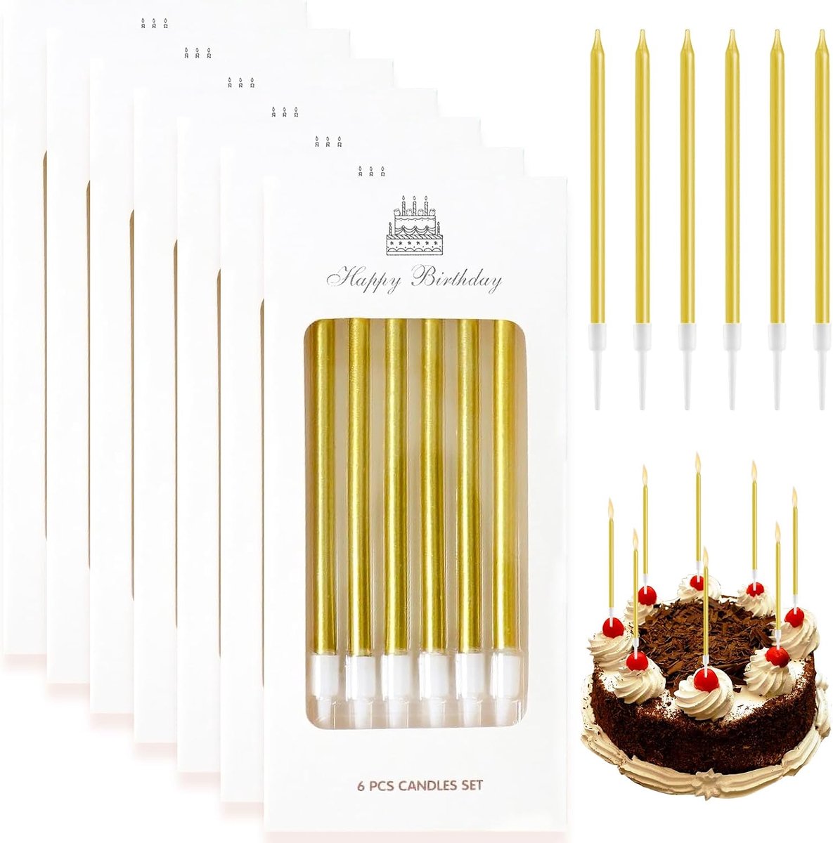 Verjaardagscandles 42pcs - Gouden cakekaarsen - Veilig materiaal - Perfect voor feestjes - ShopVlot