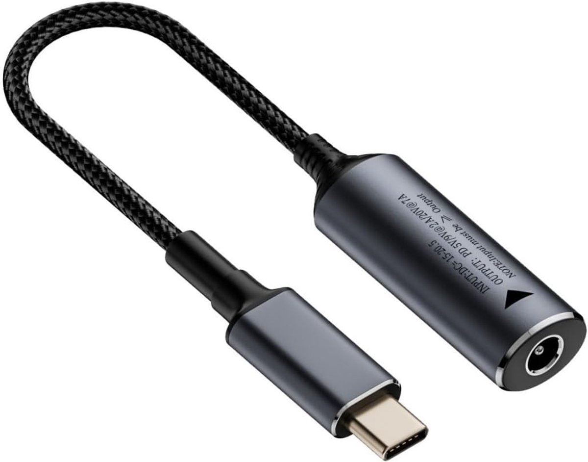 DC Power naar USB C Converter - USB C Male 5.5x2.1mm - PD 140W Fast Charging - Voor snel opladen van apparaten - ShopVlot