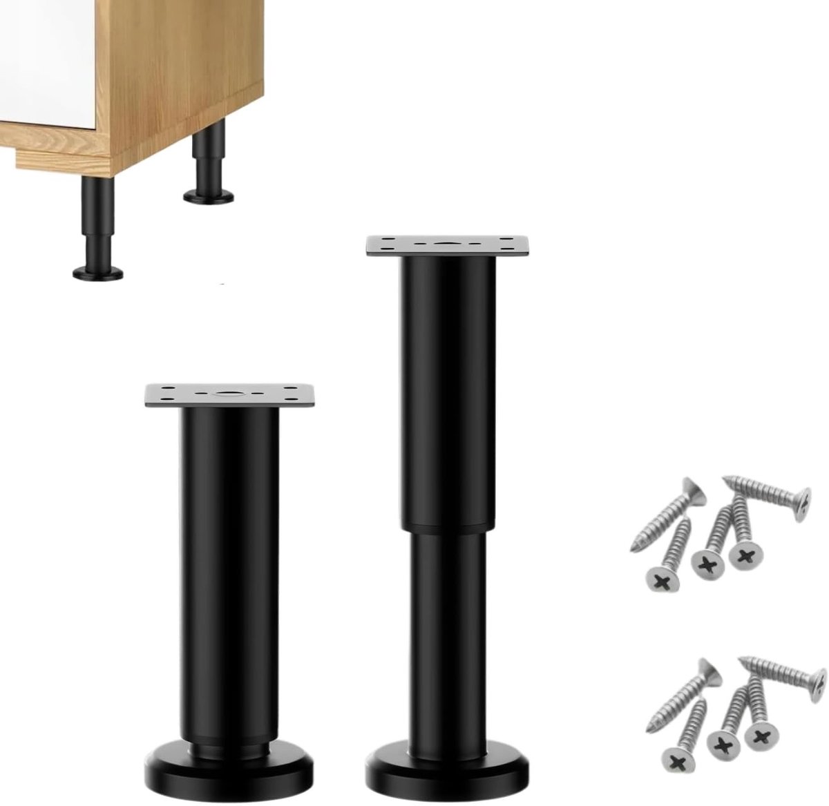 2-delige verstelbare stabilisator voor meubels en bedframes, hoogte-instelbare steunpoten, duurzame kast- en meubelpoten