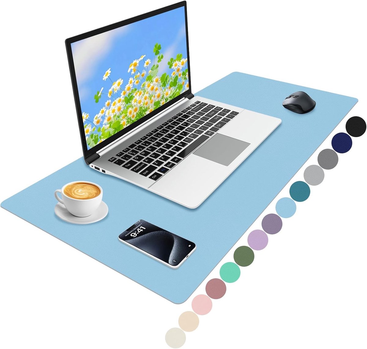Bureauonderlegger 80 x 40 cm - PU-leer - waterdicht - bescherming voor bureau - ShopVlot