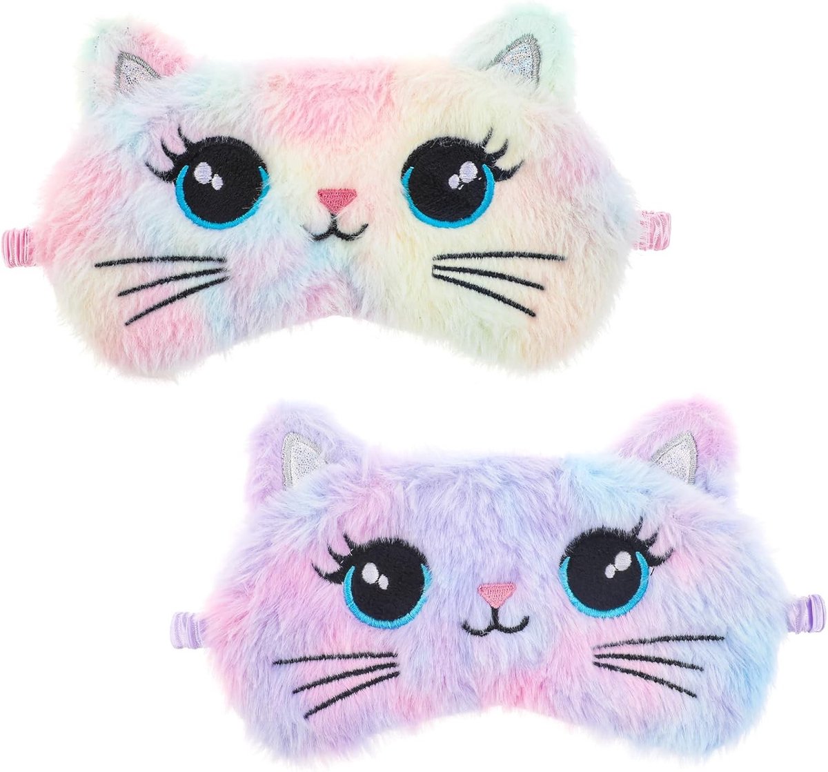 Comfortabel en Schattig Slaapmasker voor Dames - 2 Stuks Kleurige Katten Design, Perfect voor Thuis, Reizen en Kamperen, Ideaal voor een Ontspannen Slaap