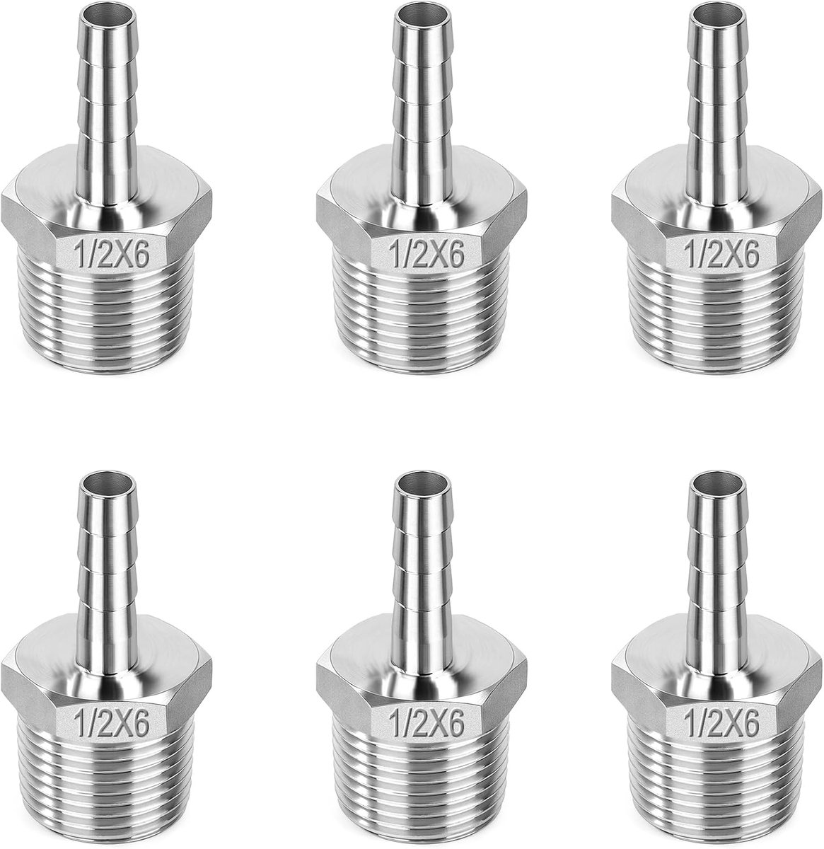 Hose adapter 6 mm x 1/2 inch - RVS 304 - lekdicht ontwerp - veilige verbinding - ShopVlot