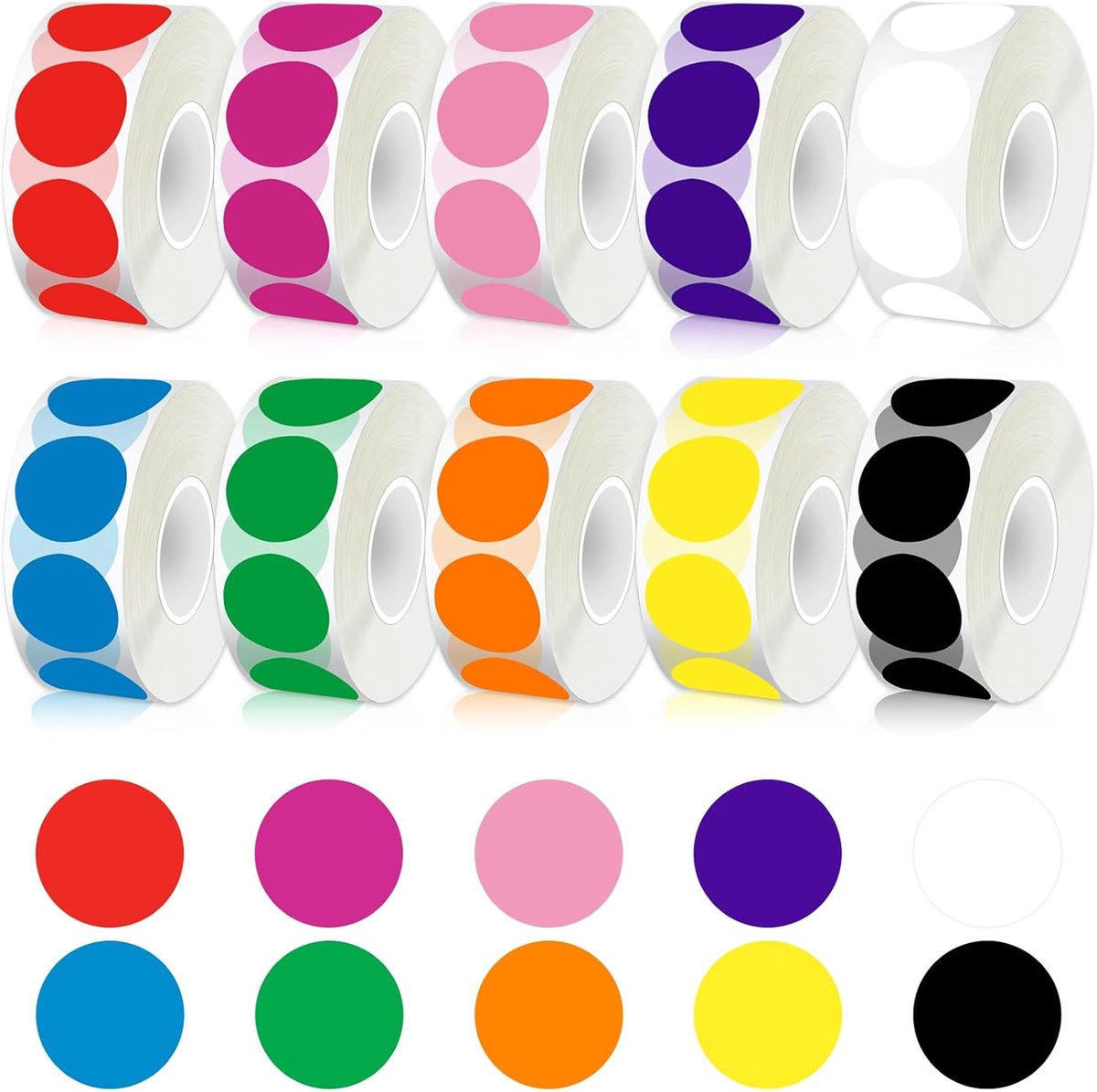 Kleurige ronde stickers 3000 stuks - Zelfklevend - Ideaal voor kleurcodering van documenten - ShopVlot