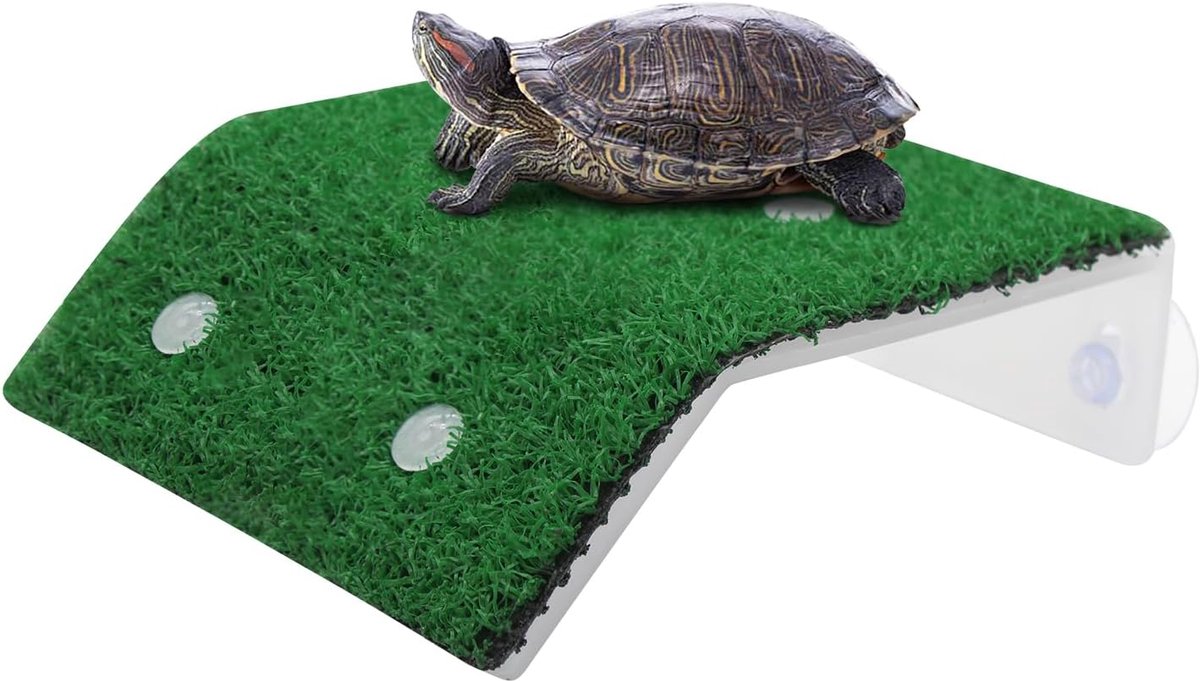 Turtle terras met helling - kunstgras - voor kleine reptielen - stimuleert klimmen en zonnebaden - ShopVlot