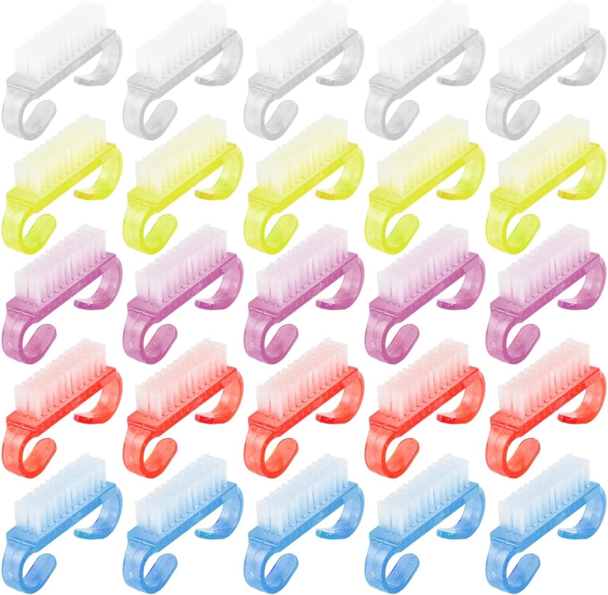 Nail brushes 6,3 x 3,2 cm - plastic met zachte haren - 25 stuks - ideaal voor nagelverzorging - ShopVlot